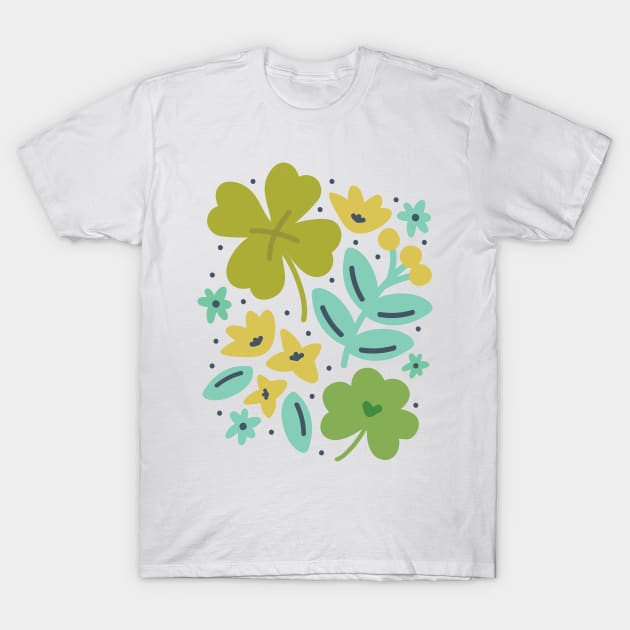 Clovers & Flowers T-Shirt by allisonromerodesign